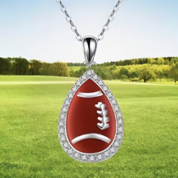 Jewelry - Cubic Zirconia Football Necklace